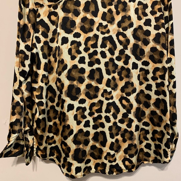Topshop Leopard Print Satin Animal Print Button Front Size 10 - Picture 8 of 10